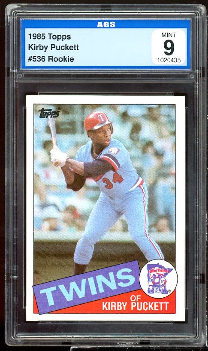 Kirby Puckett Rookie Card 1985 Topps #536 AGS 9 MINT Image 1