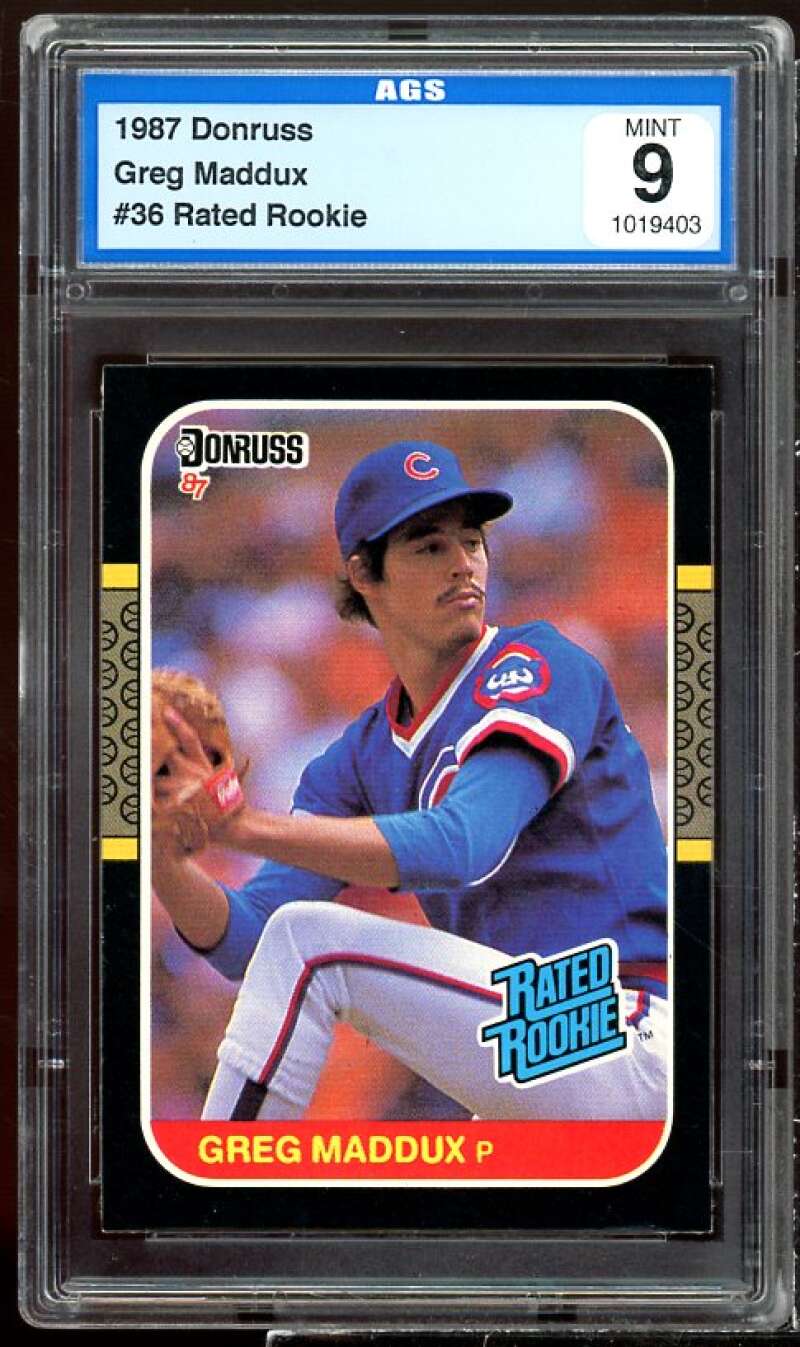 Greg Maddux Rookie Card 1987 Donruss #36 AGS 9 MINT Image 1