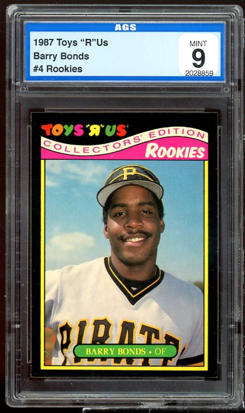 Barry Bonds Rookie Card 1987 Toys R Us Rookies #4 AGS 9 MINT