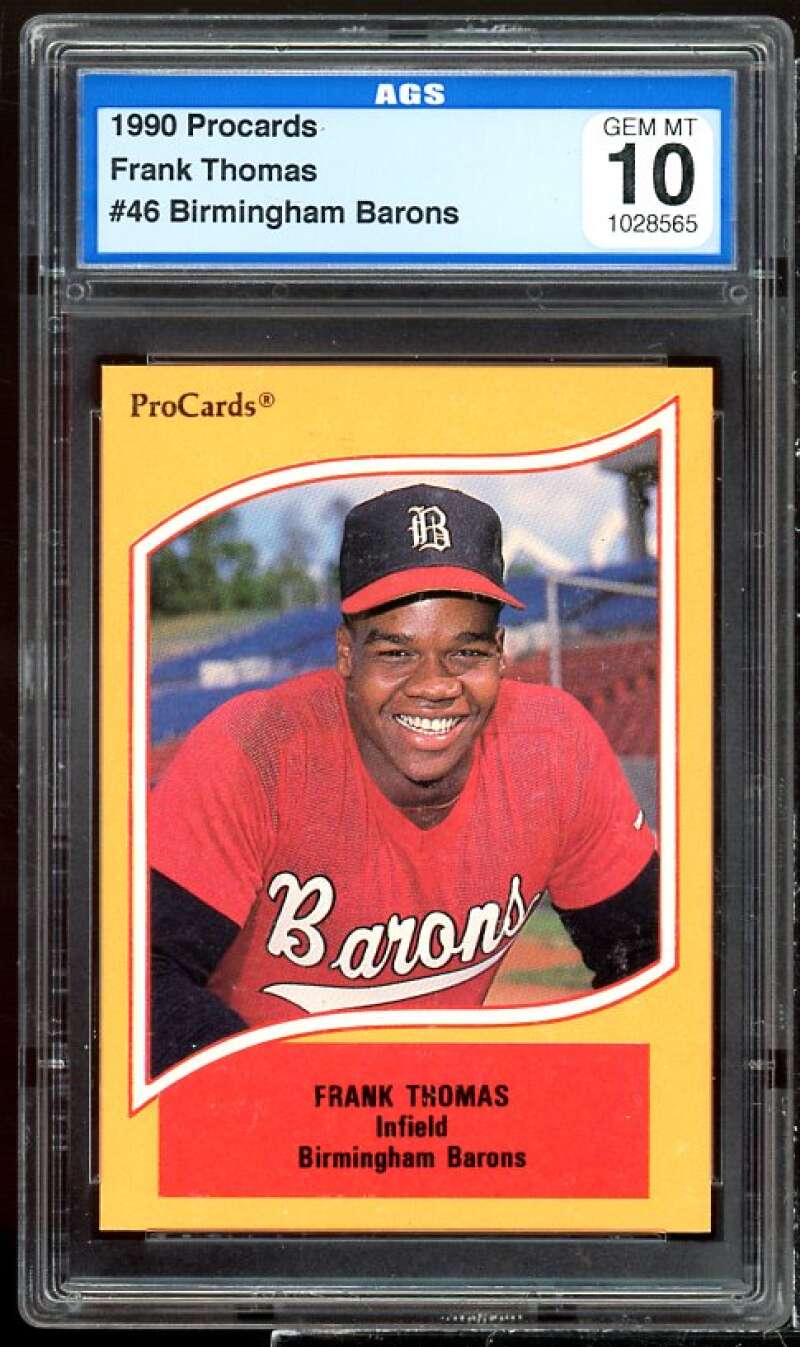 Frank Thomas Rookie Card 1990 Birningham Barons #46 AGS 10 GEM MT Image 1