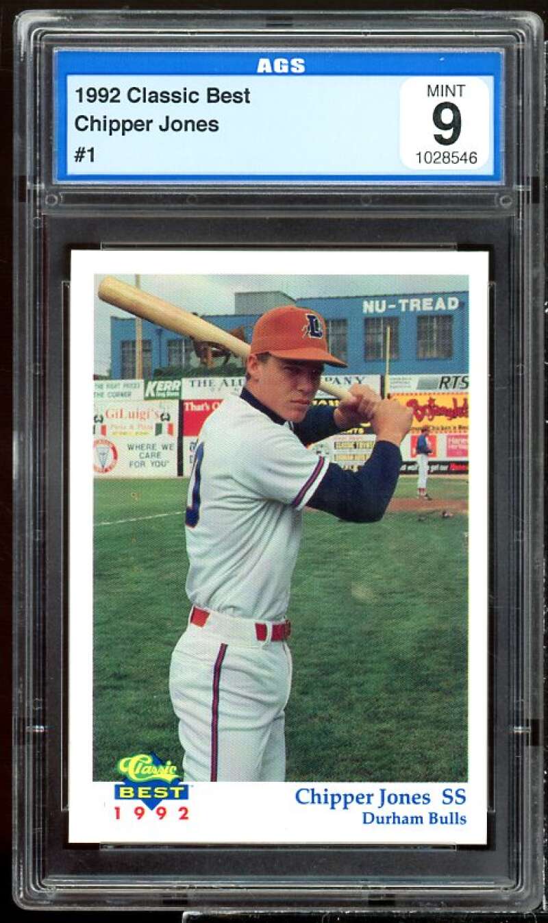 Chipper Jones Rookie Card 1992 Classic Best #1 AGS 9 MINT Image 1