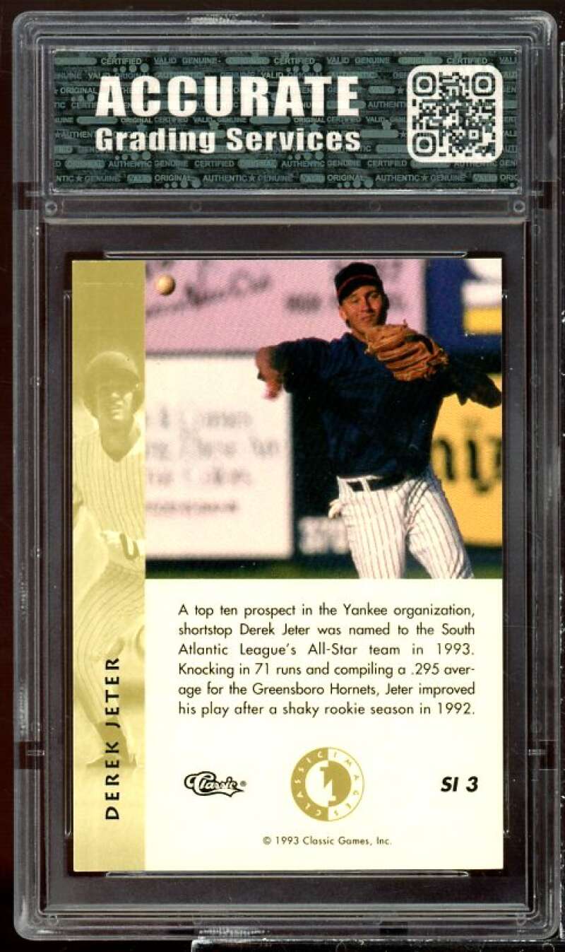 Derek Jeter Rookie Card 1993 Classic Sudden Impact #SI3 AGS 8 NM/MT Image 2