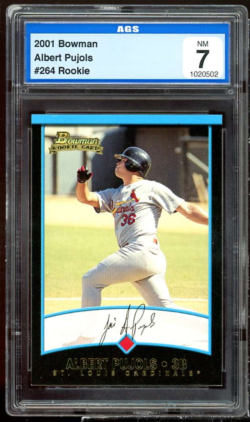 Albert Pujols Rookie Card 2001 Bowman #264 AGS 7 NM Image 1