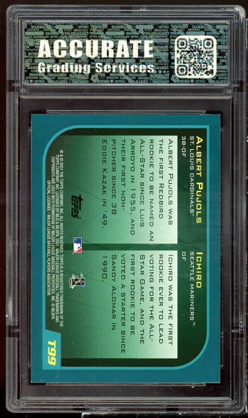 Ichiro Suzuki / Albert Pujols Rookie Card 2001 Topps Traded #99 AGS 9 MINT Image 2