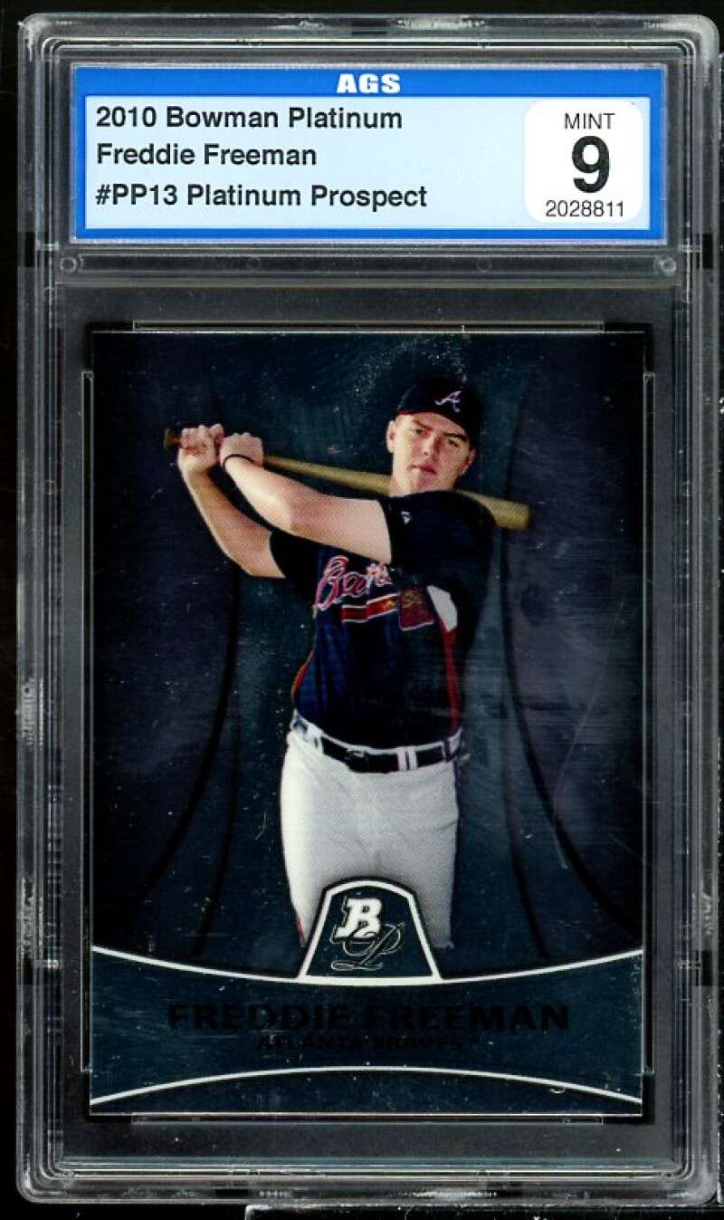 Freddie Freeman Rookie Card 2010 Bowman Platinum Prospects #PP13 AGS 9 MINT Image 1