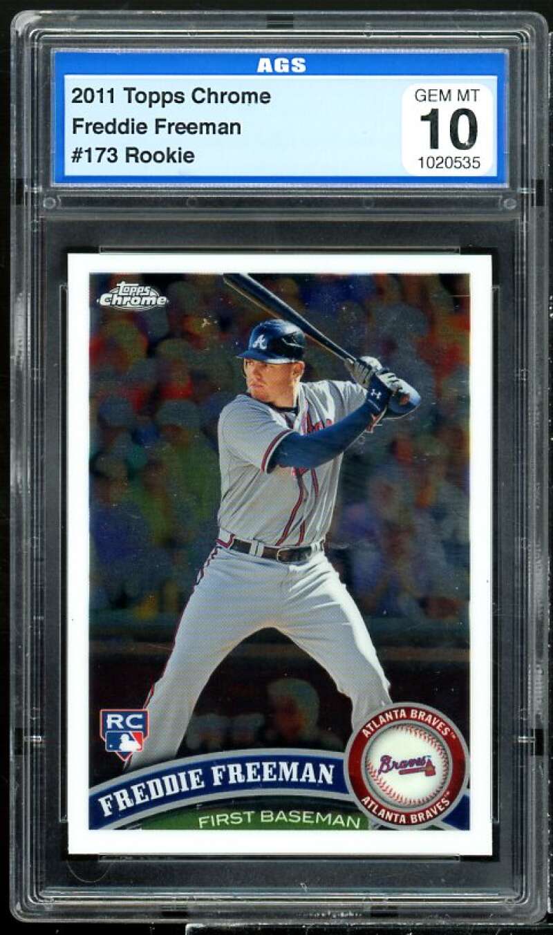 Freddie Freeman Rookie Card 2011 Topps Chrome #173 AGS 10 GEM MT Image 1