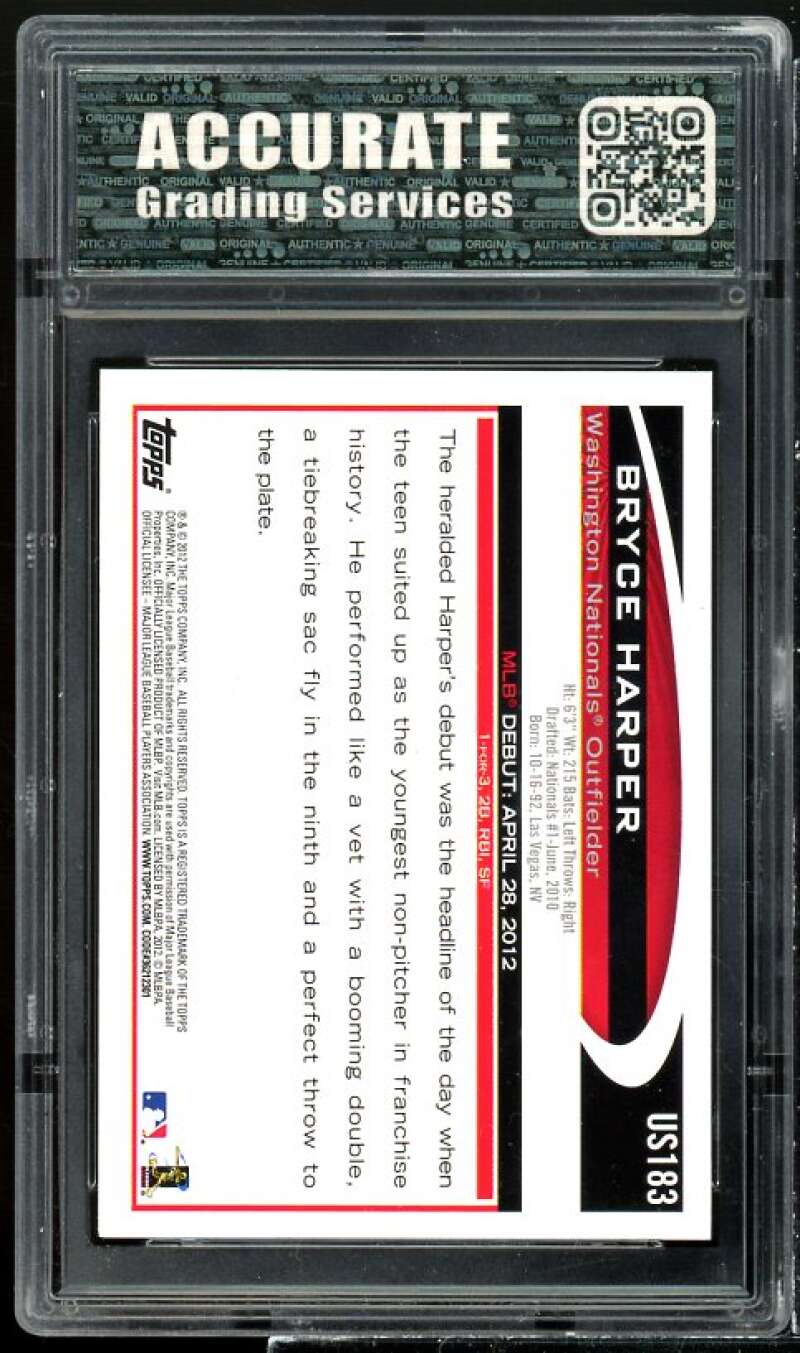 Bryce Harper Rookie Card 2012 Topps Update #US183 AGS 8 NM/MT Image 2