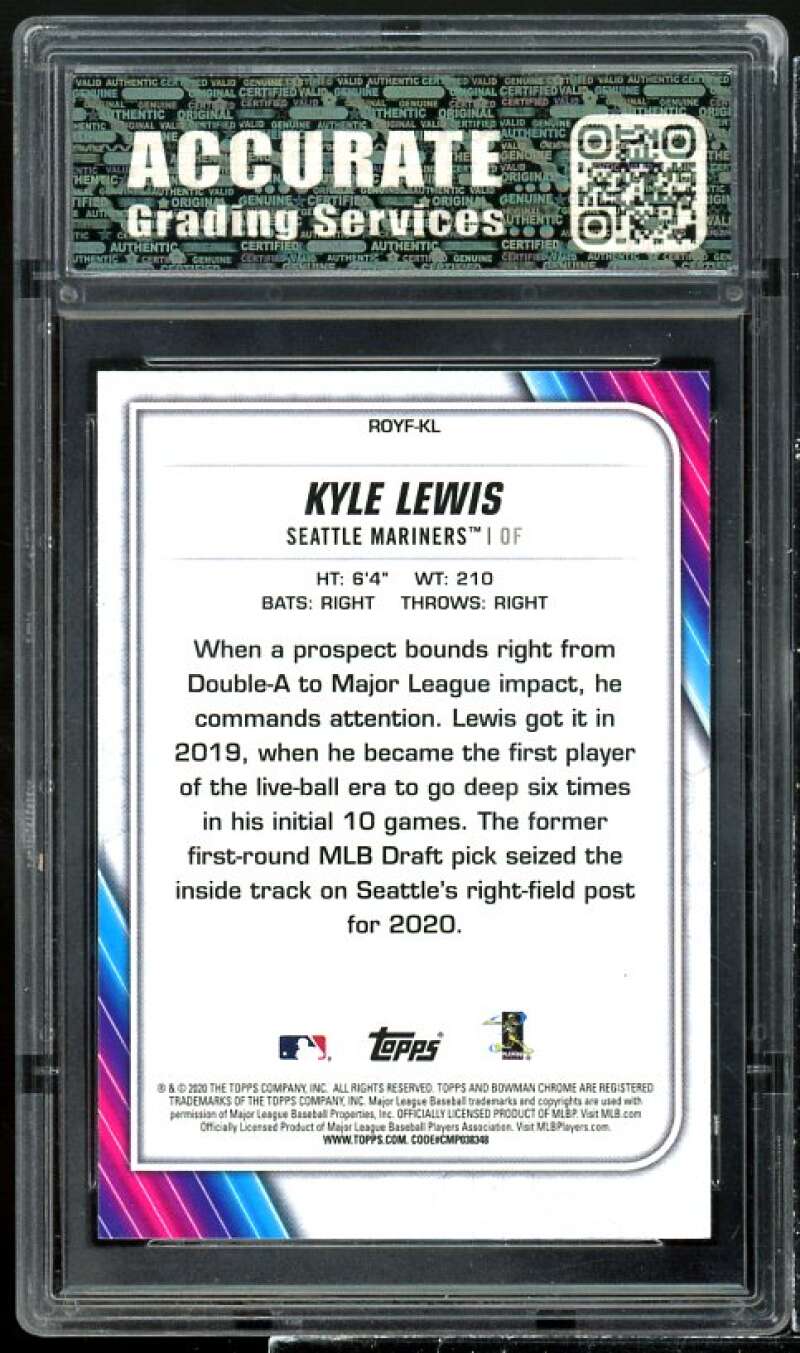 Kyle Lewis Rookie Card 2019 Bowman Chrome R.O.Y.F. #KL AGS 10 GEM MT Image 2