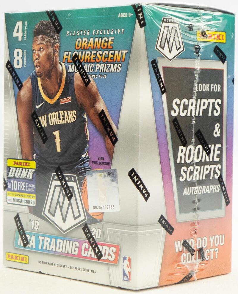 2019-20 Panini Mosaic Orange Flourescent  Basketball Blaster Box Image 1