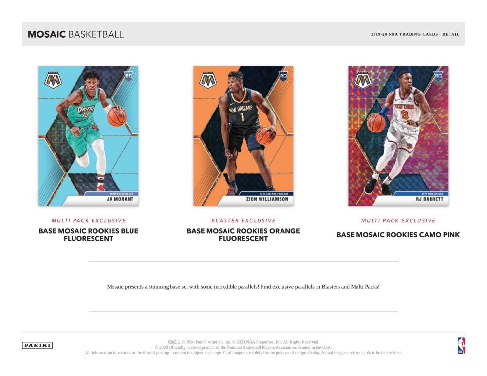 2019-20 Panini Mosaic Orange Flourescent  Basketball Blaster Box Image 3