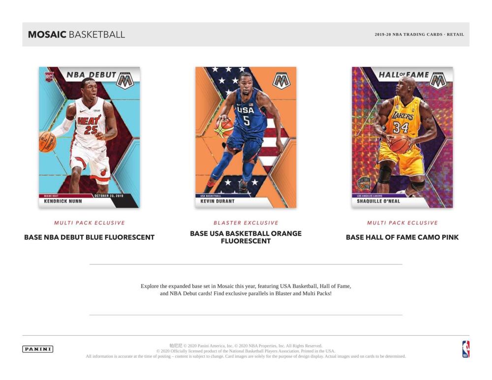 2019-20 Panini Mosaic Orange Flourescent  Basketball Blaster Box Image 4