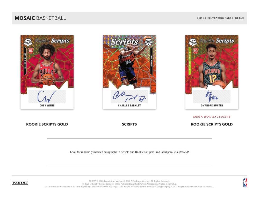 2019-20 Panini Mosaic Orange Flourescent  Basketball Blaster Box Image 5