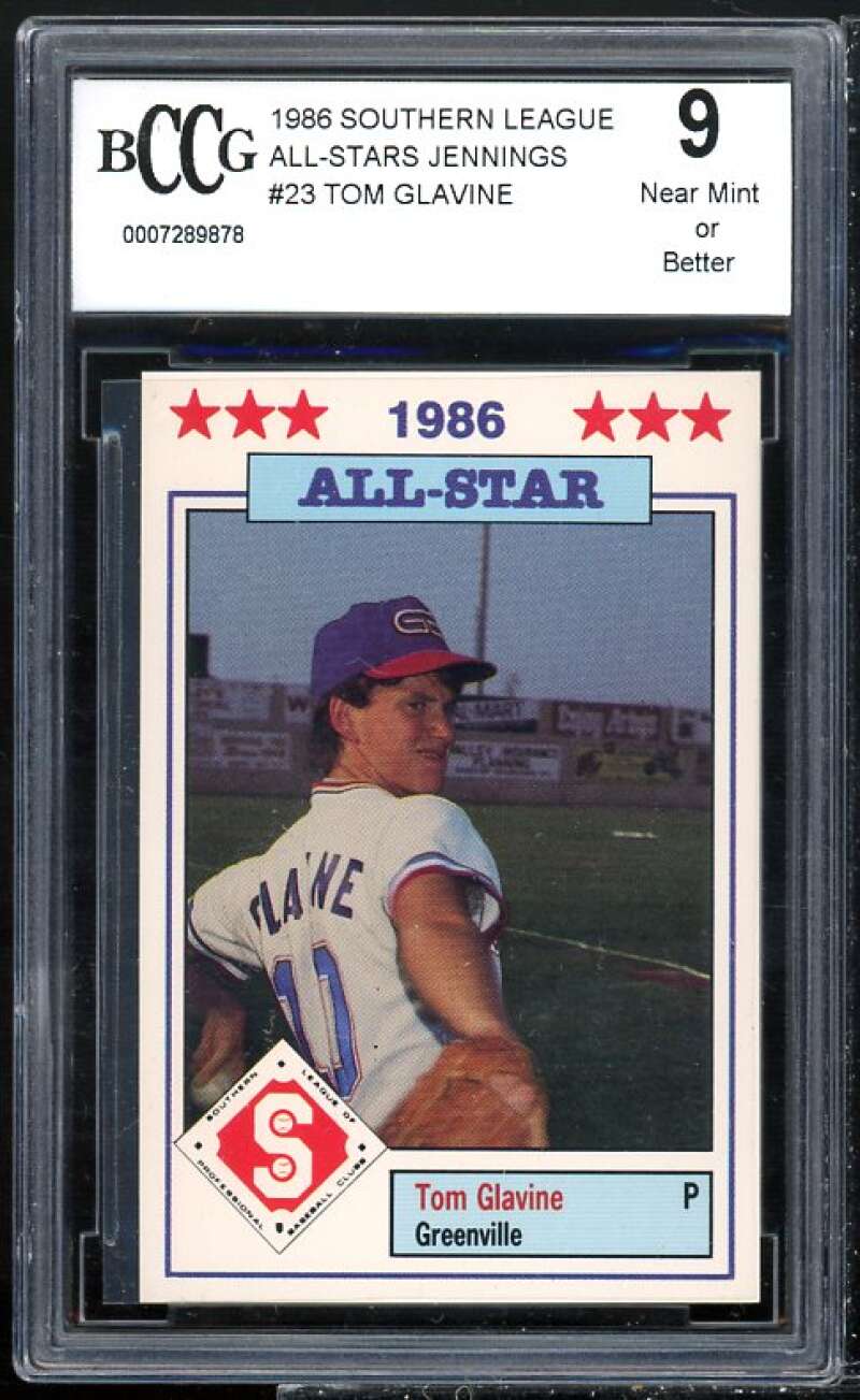 Tom Glavine Rookie Card 1986 Jennings Southern League All-Stars #23 BGS BCCG 9 Image 1