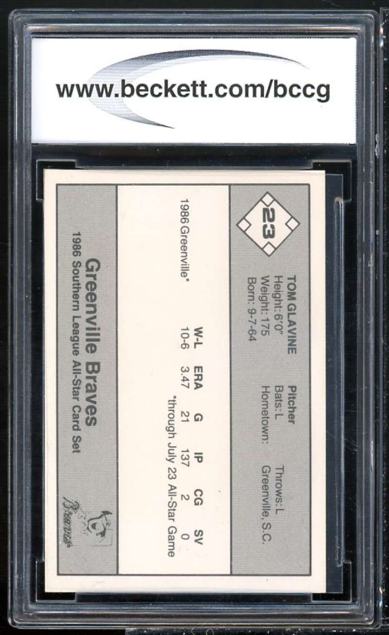 Tom Glavine Rookie Card 1986 Jennings Southern League All-Stars #23 BGS BCCG 9 Image 2