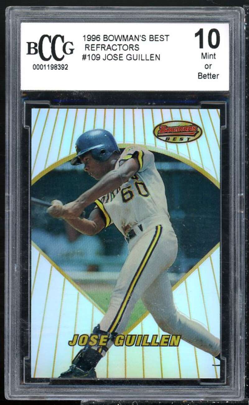 Jose Guillen Rookie Card 1996 Bowman's Best Refractors #109 BGS BCCG 10 Image 1