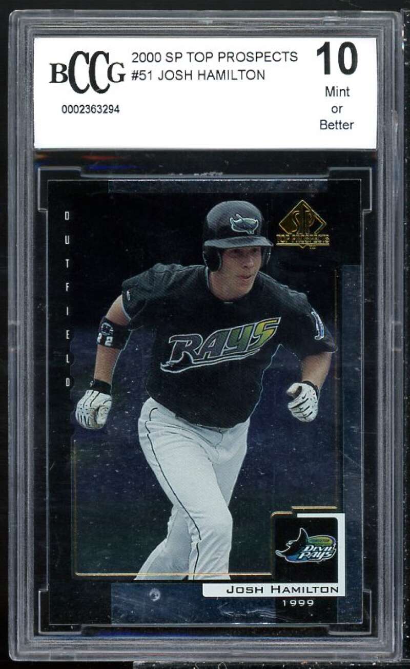 Josh Hamilton Rookie Card 2000 SP Top Prospects #51 BGS BCCG 10 Image 1