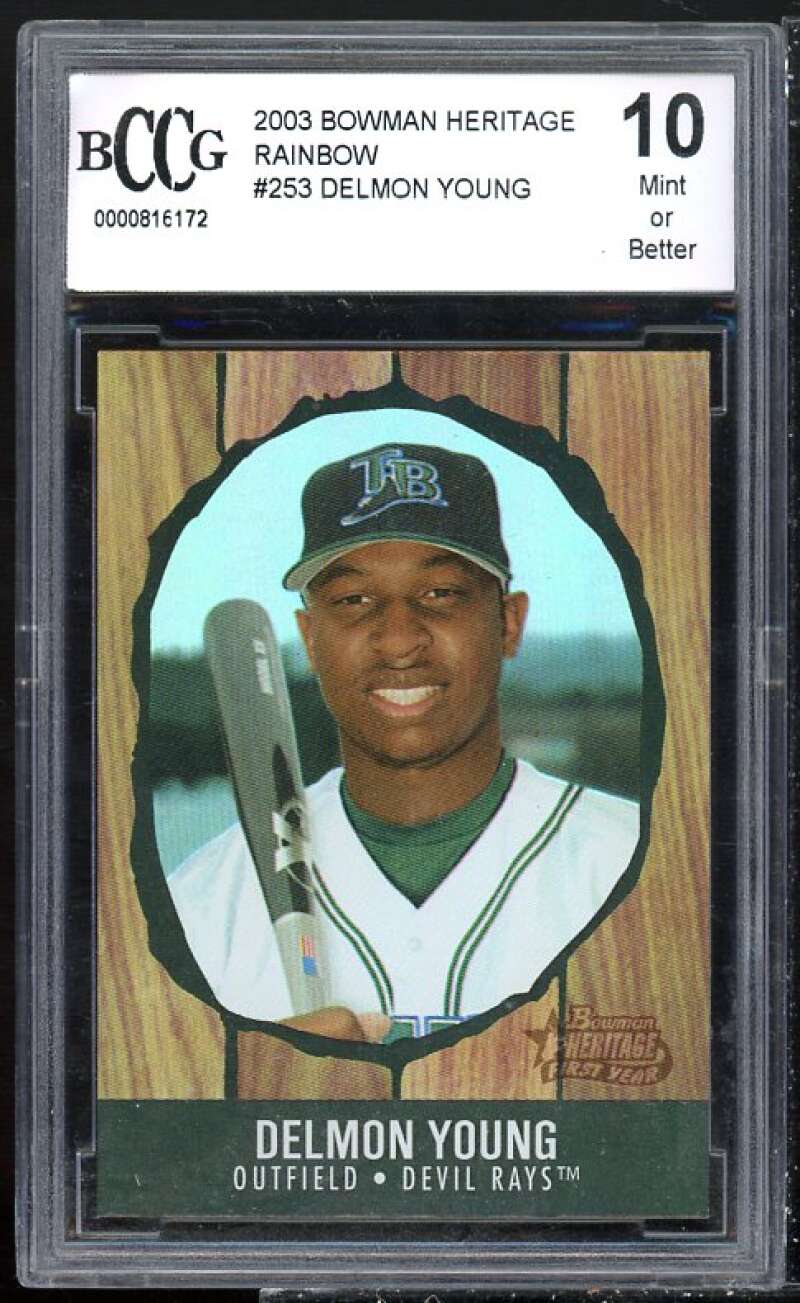 Delmon Young Rookie Card 2003 Bowman Heritage Rainbow #253 BGS BCCG 10 Image 1