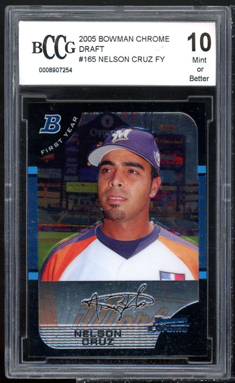 Nelson Cruz Rookie Card 2005 Bowman Chrome Draft #165 BGS BCCG 10 Image 1