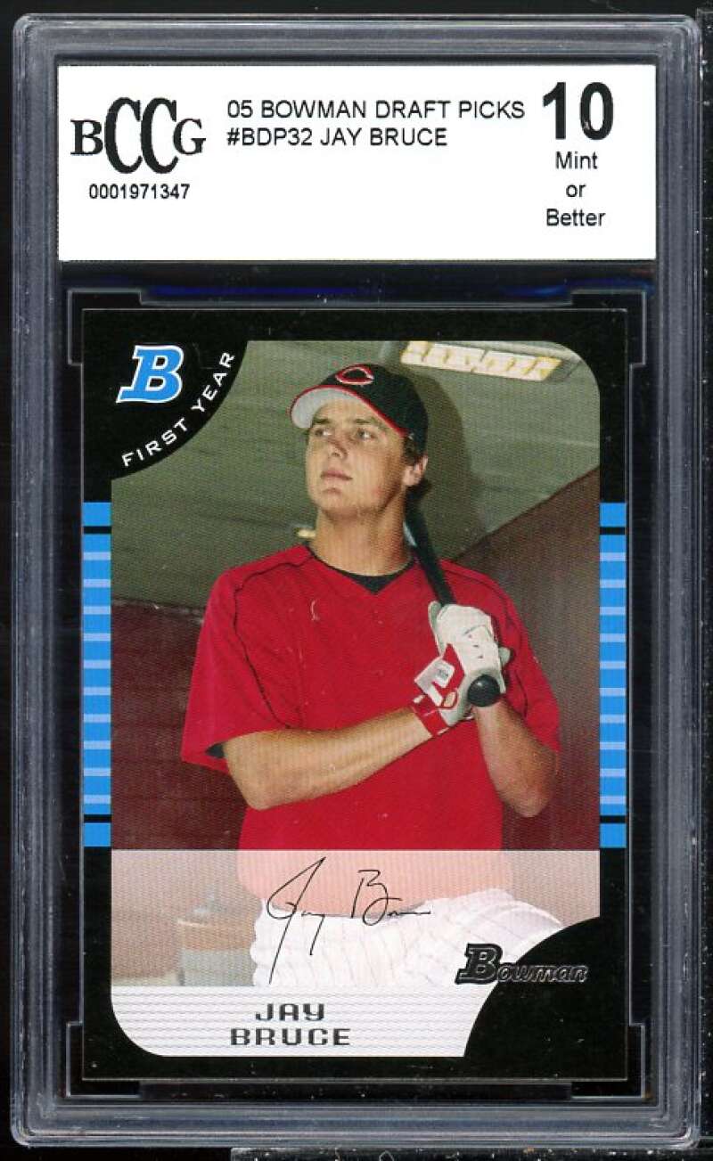 Jay Bruce Rookie Card 2005 Bowman Draft Picks #BDP32 BGS BCCG 10 Image 1