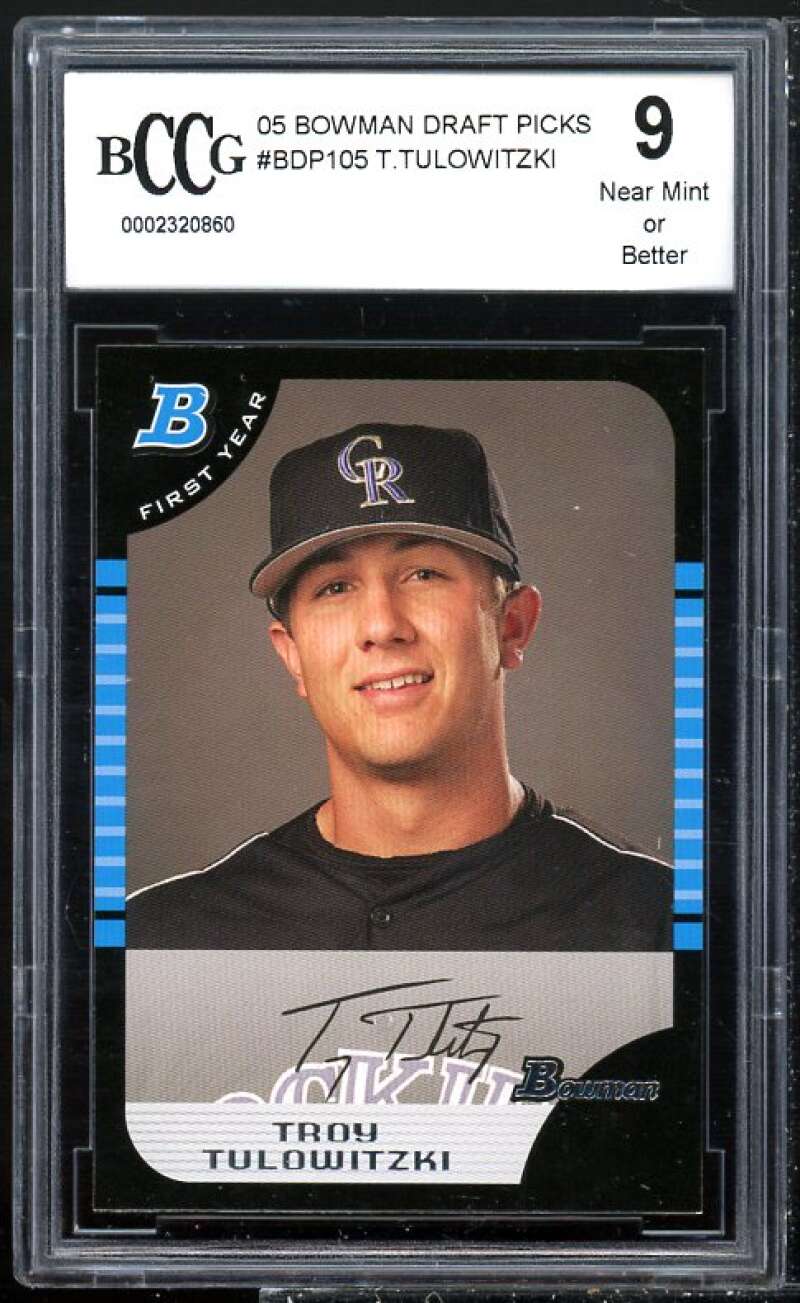 Troy Tulowitzki Rookie Card 2005 Bowman Draft Picks #BDP105 BCCG 9 Image 1