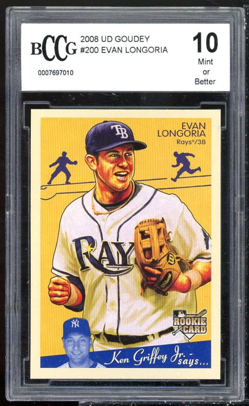 Evan Longoria Rookie Card 2008 UD Goudey #200 BGS BCCG 10 Image 1