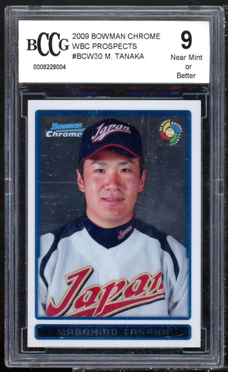 Masahiro Tanaka Rookie Card 2009 Bowman Chrome WBC Prospects #BCW30 BGS BCCG 9 Image 1