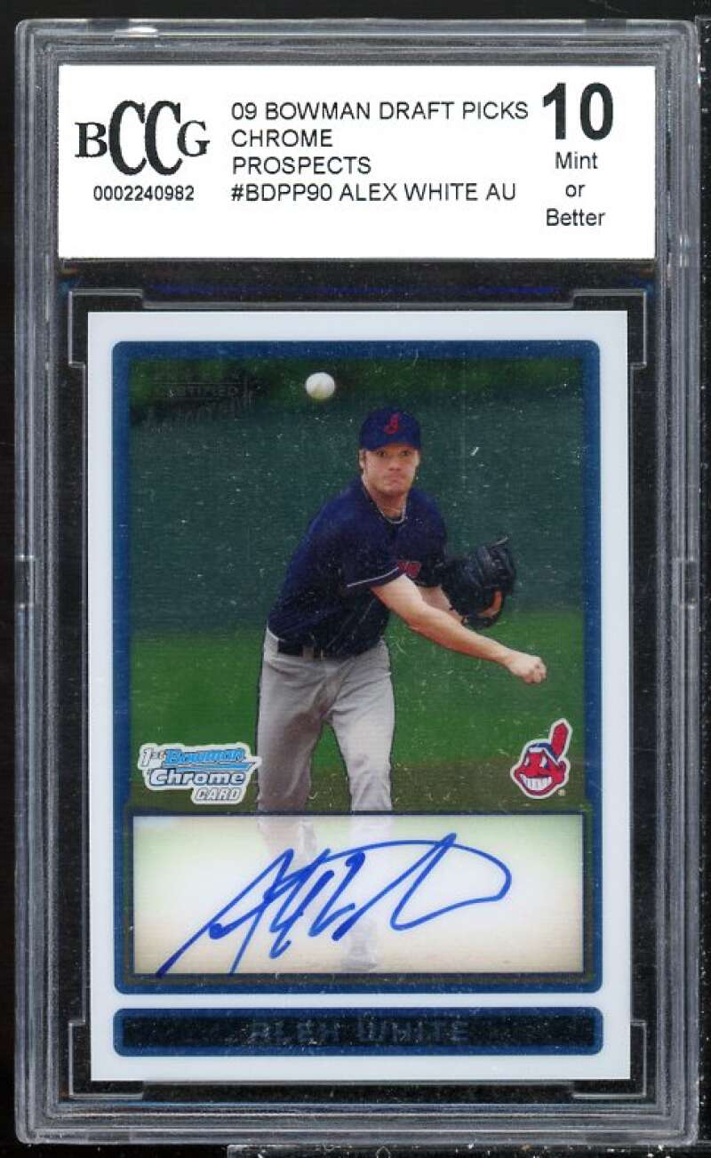 Alex White RC 2009 Bowman Draft Picks Chrome Prostpects Auto #BDPP90 BGS BCCG 10 Image 1