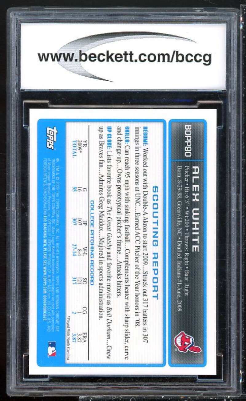 Alex White RC 2009 Bowman Draft Picks Chrome Prostpects Auto #BDPP90 BGS BCCG 10 Image 2