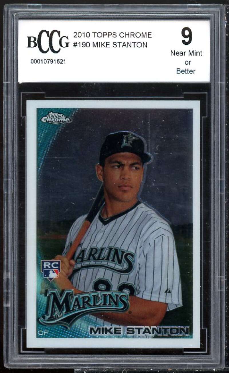 Mike Stanton Rookie Card 2010 Topps Chrome #190 BGS BCCG 9 Image 1