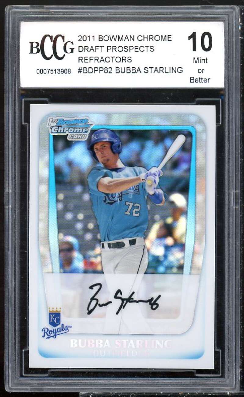 Bubba Starling Rookie 2011 Bowman Chrome Draft Prospects Ref #82 BGS BCCG 10 Image 1