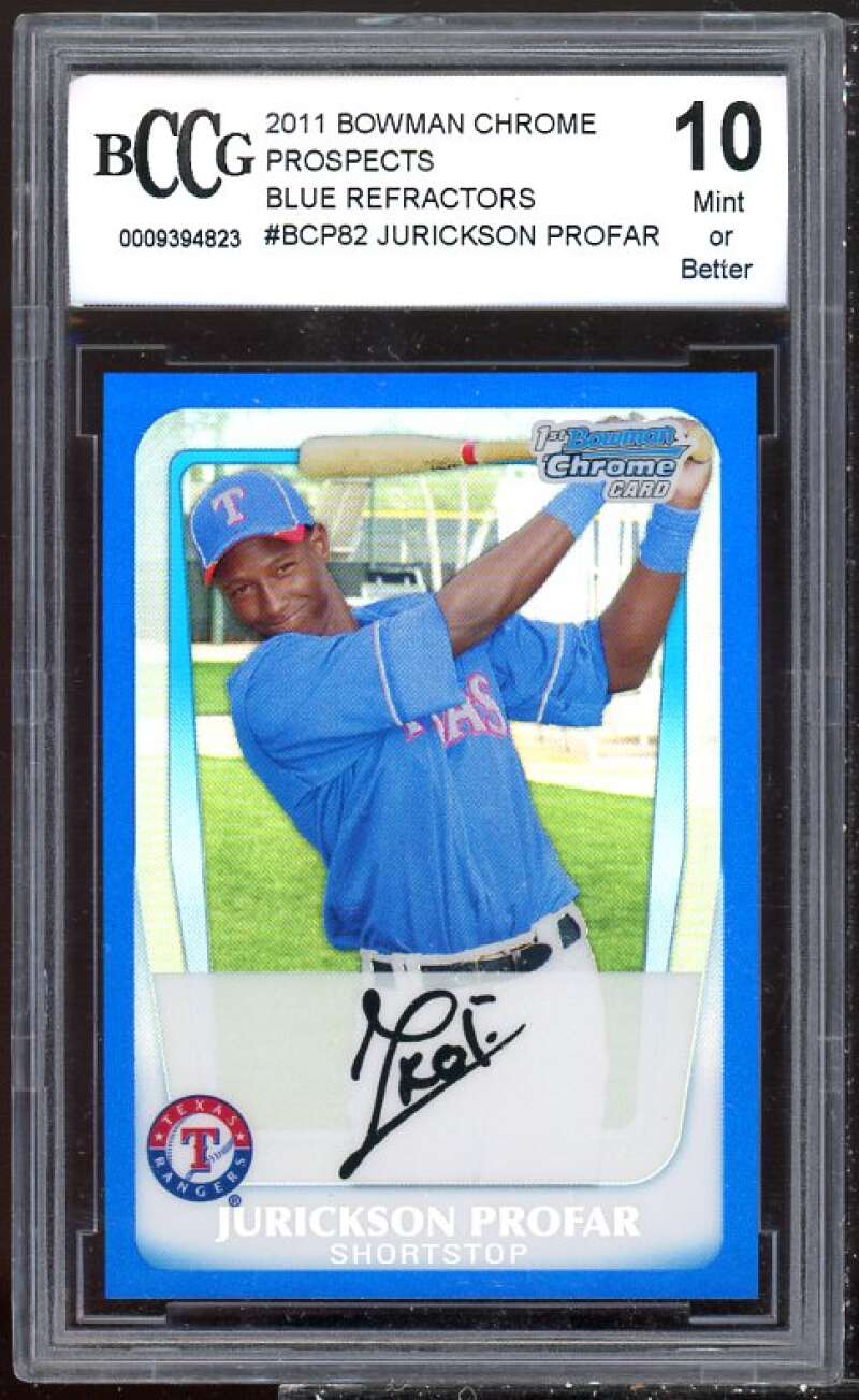 Jurickson Profar Rookie 2011 Bowman Chrome Blue Refractors #BCP82 BGS BCCG 10 Image 1