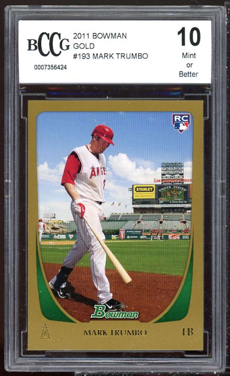 Mark Trumbo Rookie Card 2011 Bowman Gold#193 BGS BCCG 10 Image 1