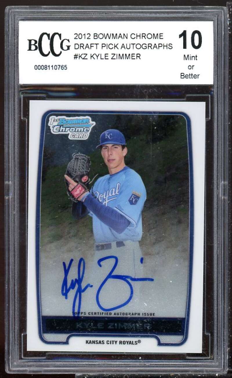 Kyle Zimmer Rookie 2012 Bowman Chrome Draft Picks Autographs #KZ BGS BCCG 10 Image 1