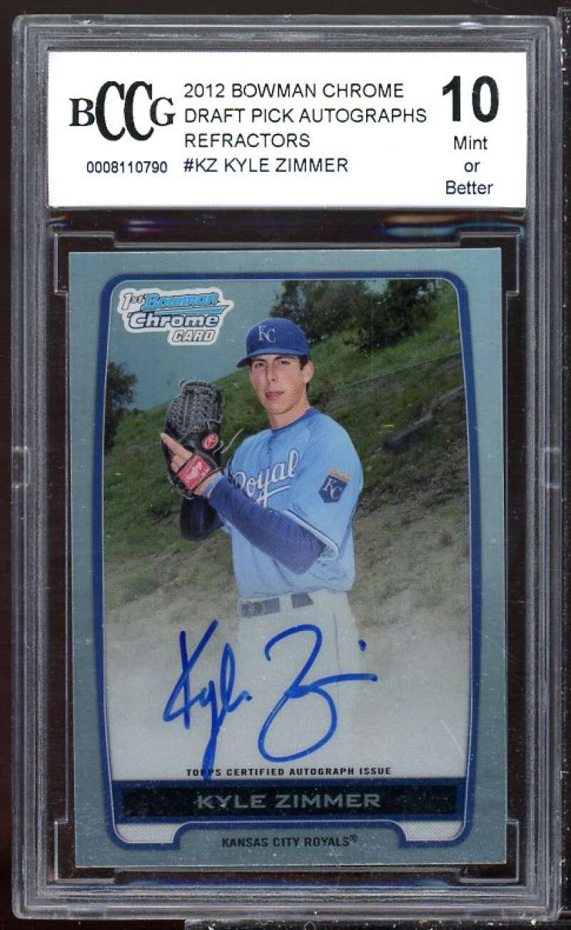 Kyle Zimmer Rookie 2012 Bowman Chrome Draft Picks Auto Refractor #KZ BGS BCCG 10 Image 1