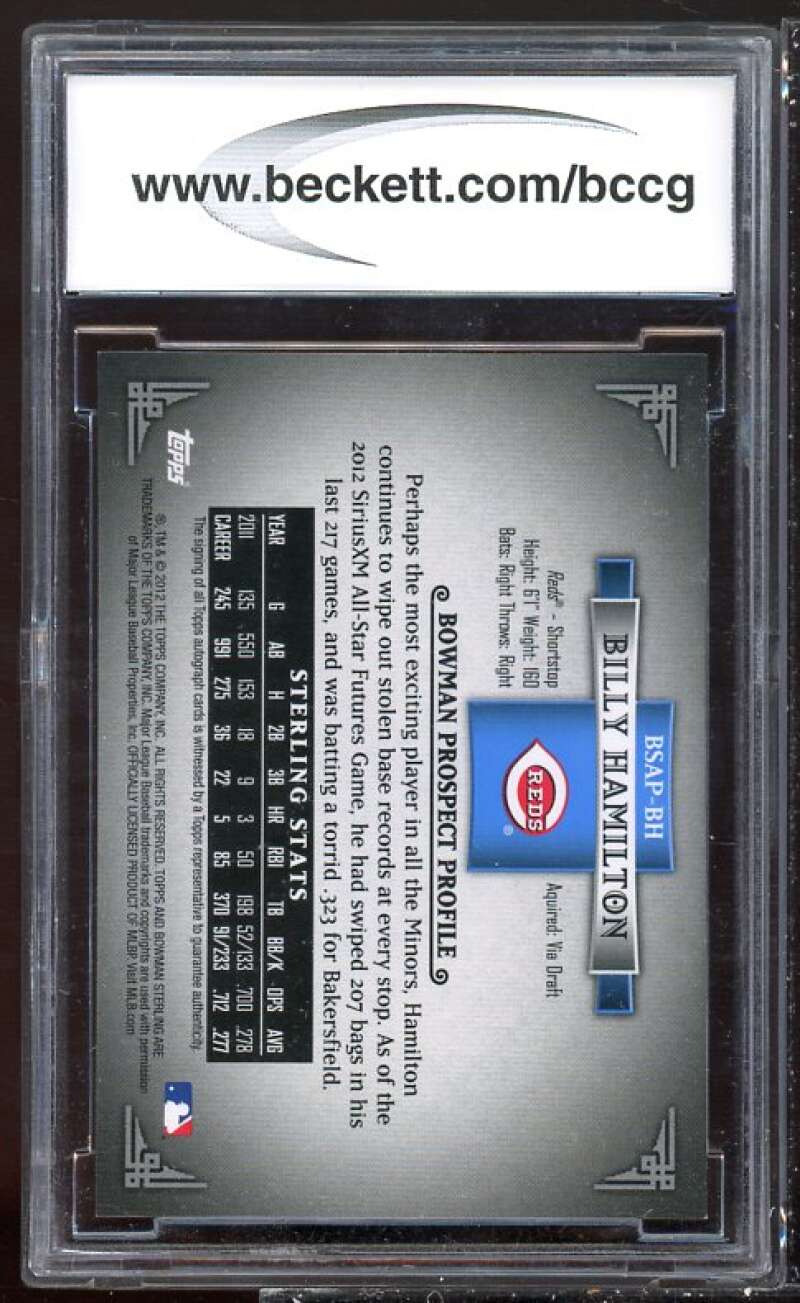 Billy Hamilton Rookie 2012 Bowman Sterling Prospect Autographs #BH BGS BCCG 10 Image 2