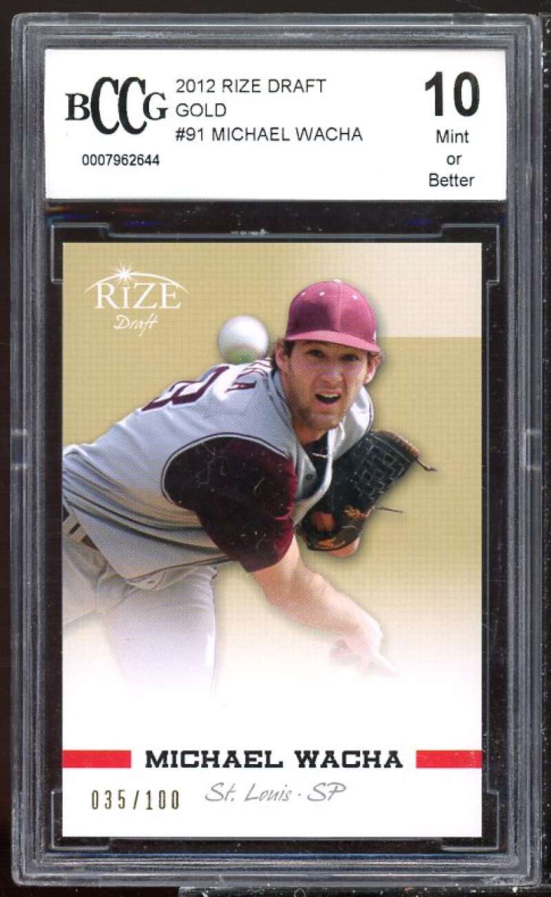 Michael Wacha Rookie Card 2012 Rize Draft Gold #91 BGS BCCG 10 Image 1