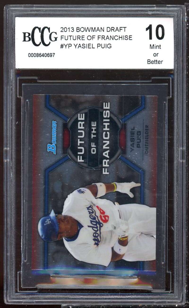 Yasiel Puig Rookie Card 2013 Bowman Draft Future Of Franchise #YP BGS BCCG 10 Image 1