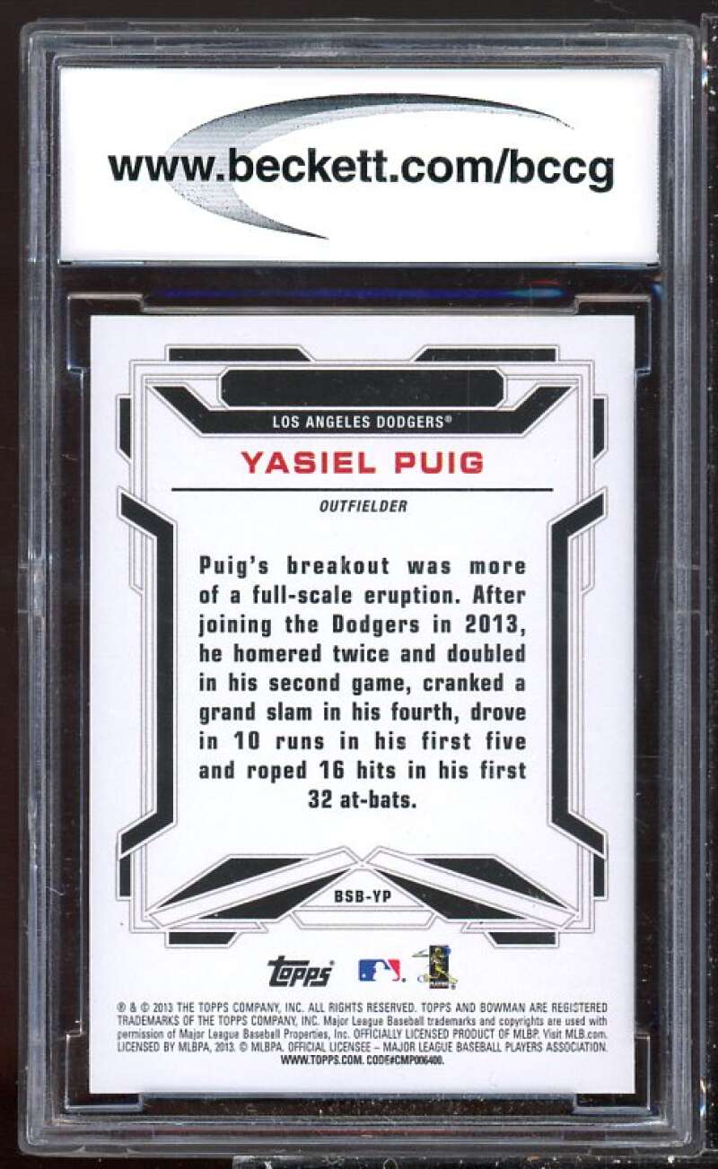 Yasiel Puig Rookie Card 2013 Bowman Draft Sout Breakouts #YP BGS BCCG 10 Image 2