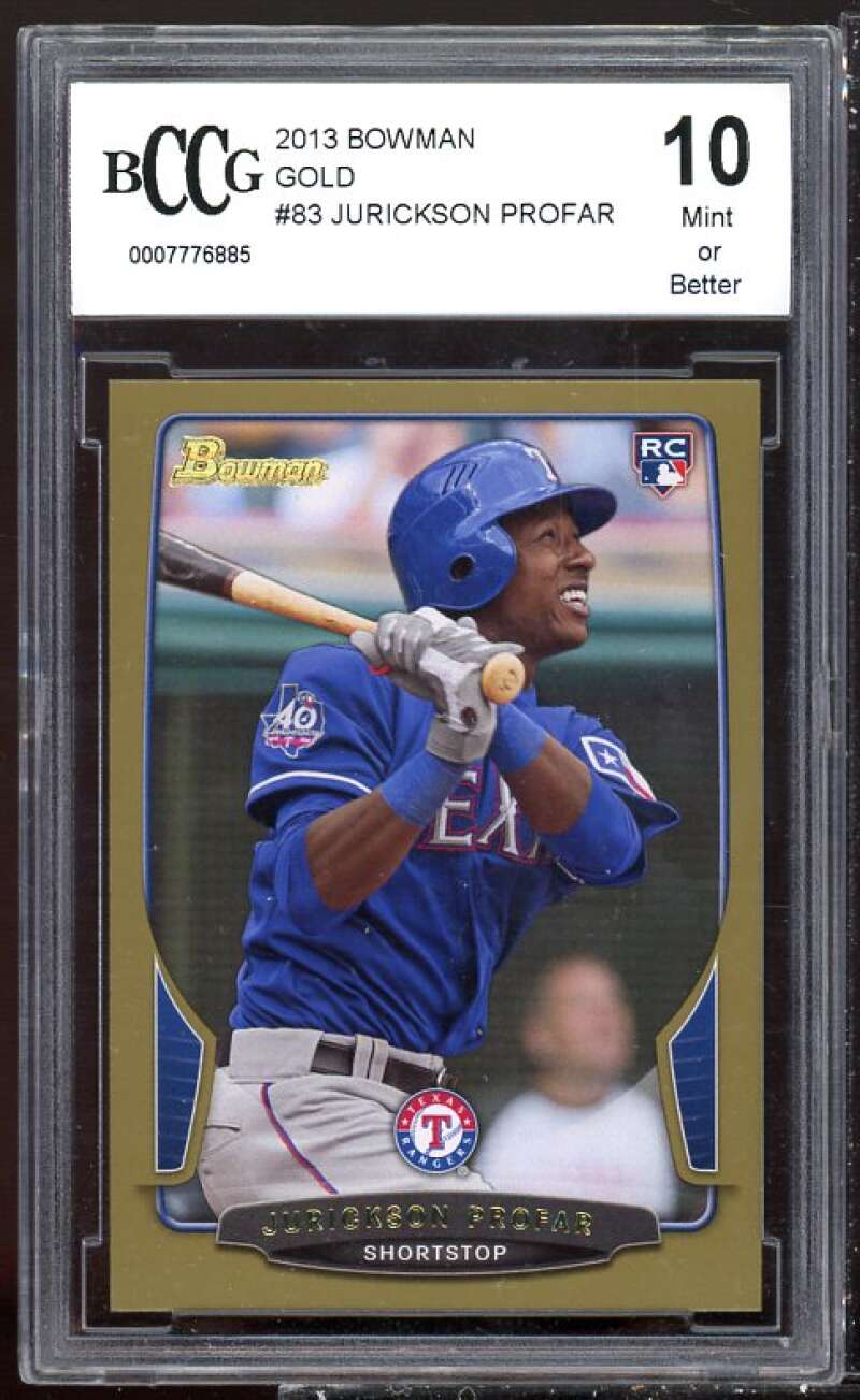 Jurickson Profar Rookie Card 2013 Bowman Gold #83 BGS BCCG 10 Image 1