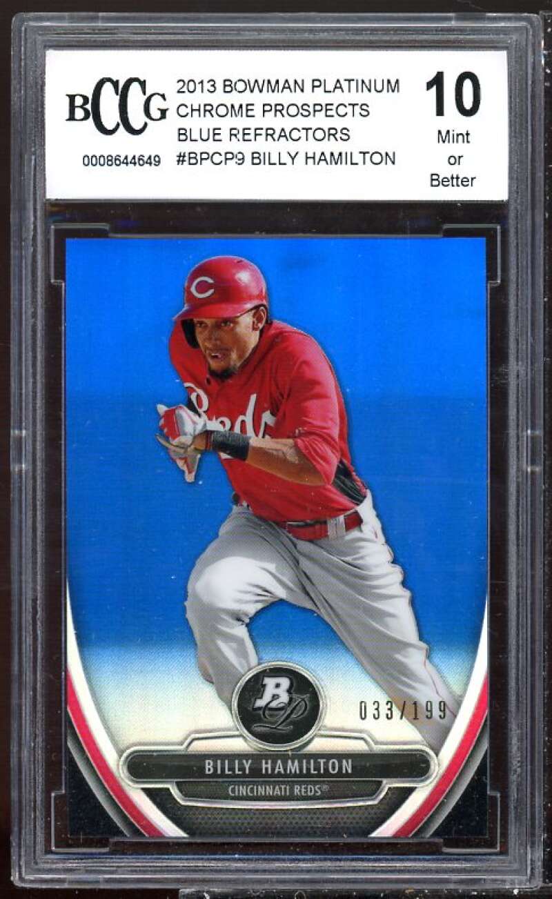 Billy Hamilton Rookie 2013 Bowman Platinum Chrome Pros Blue Ref #9 BGS BCCG 10 Image 1