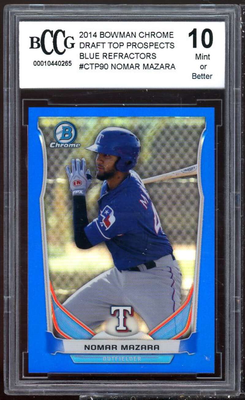 Nomar Mazara Rookie 2014 Bowman Chrome Draft TP Blue Refractors #90 BGS BCCG 10 Image 1