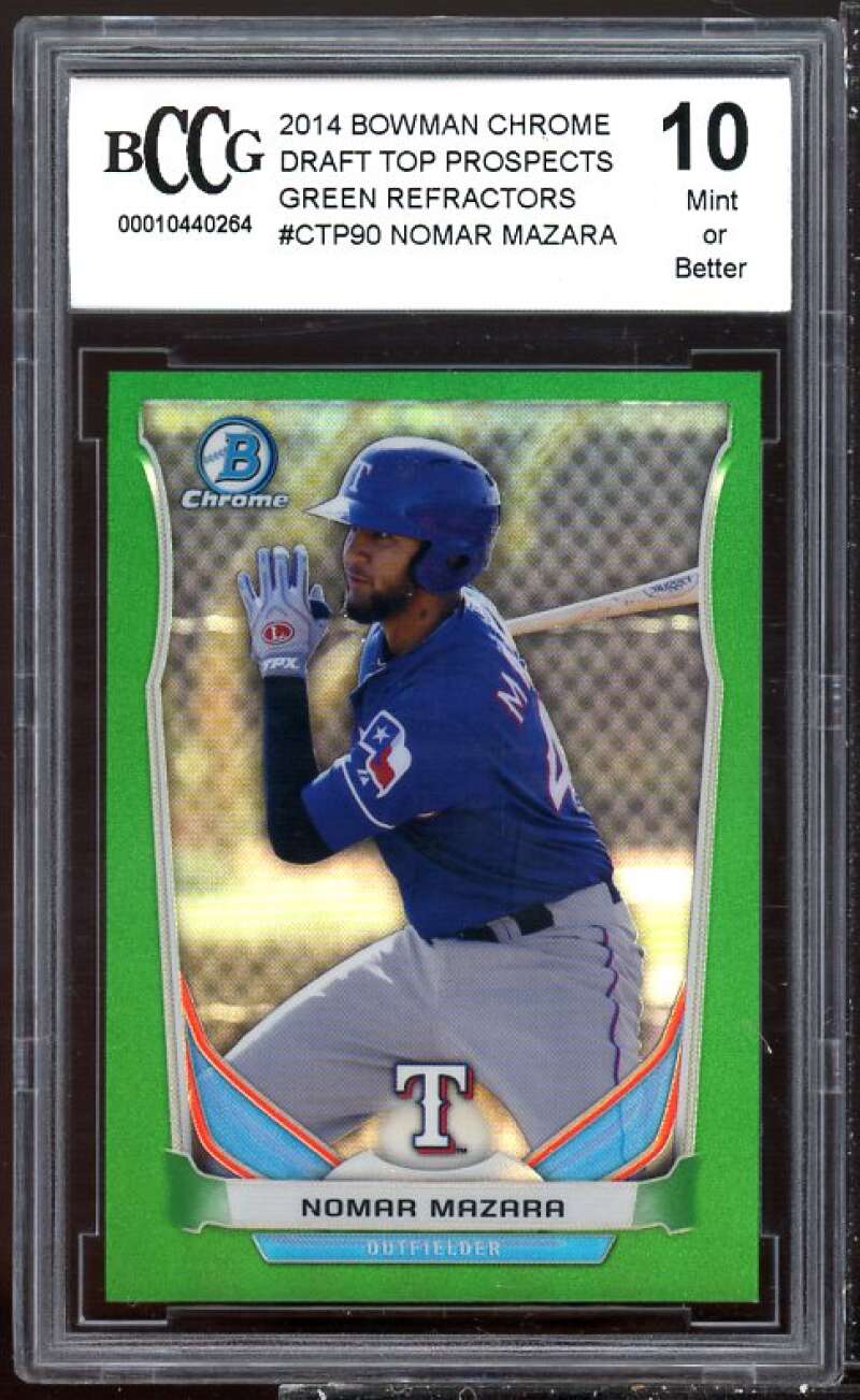 Nomar Mazara Rookie 2014 Bowman Chrome Draft TP Green Refractors #90 BGS BCCG 10 Image 1