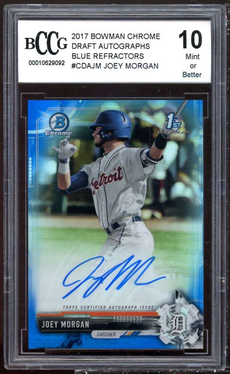 Joey Morgan Rookie 2017 Bowman Chrome Draft Auto Blue Ref #CDAJM BGS BCCG 10 Image 1