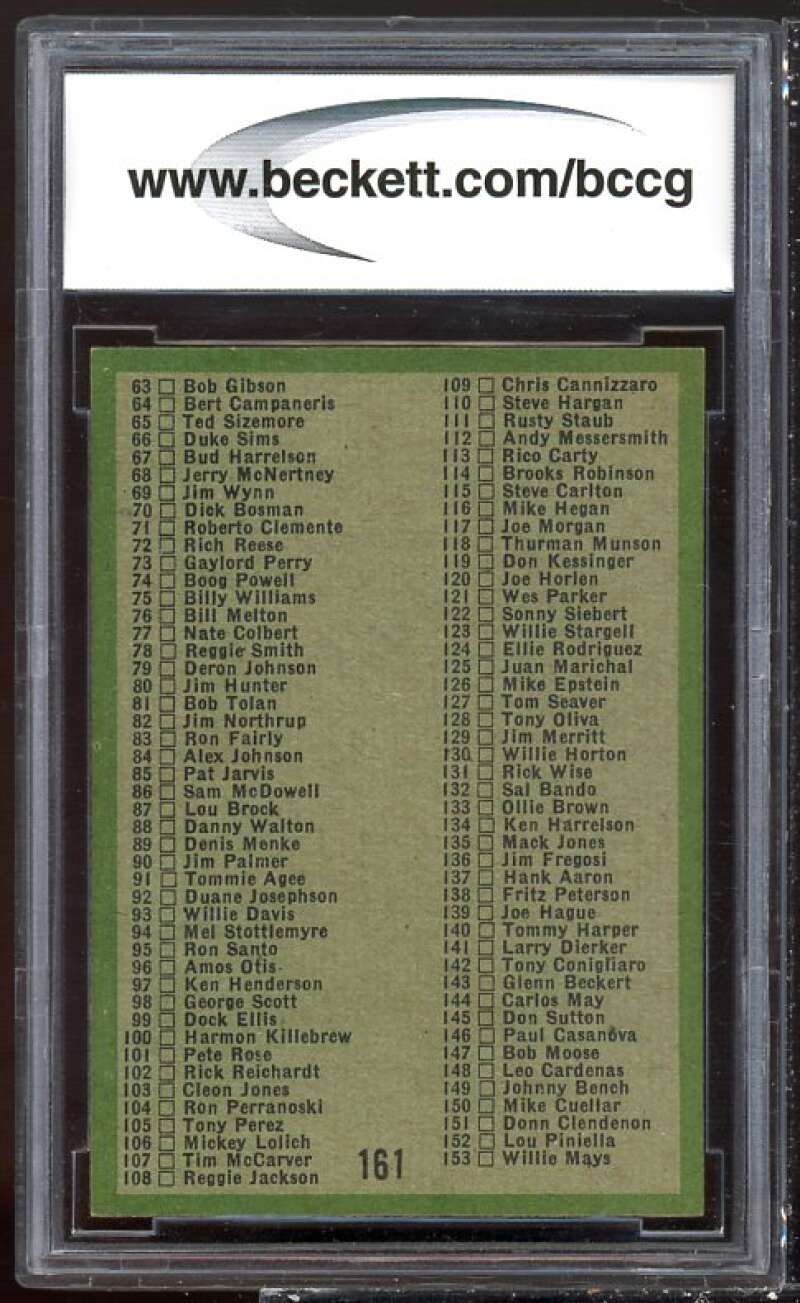 Checklist Card 1971 Topps #161 BGS BCCG 9 Image 2