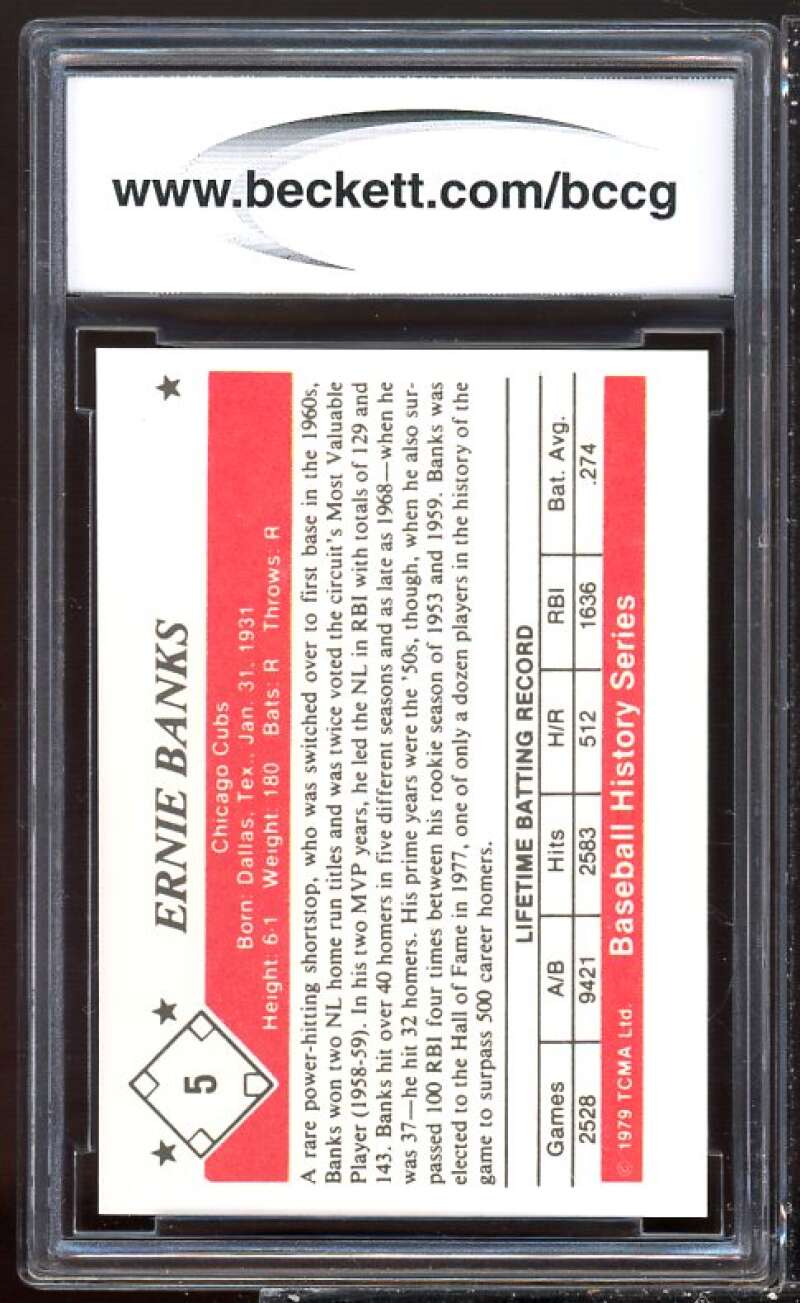 Ernie Banks Card 1979 TCMA 50's #5 BGS BCCG 10 Image 2