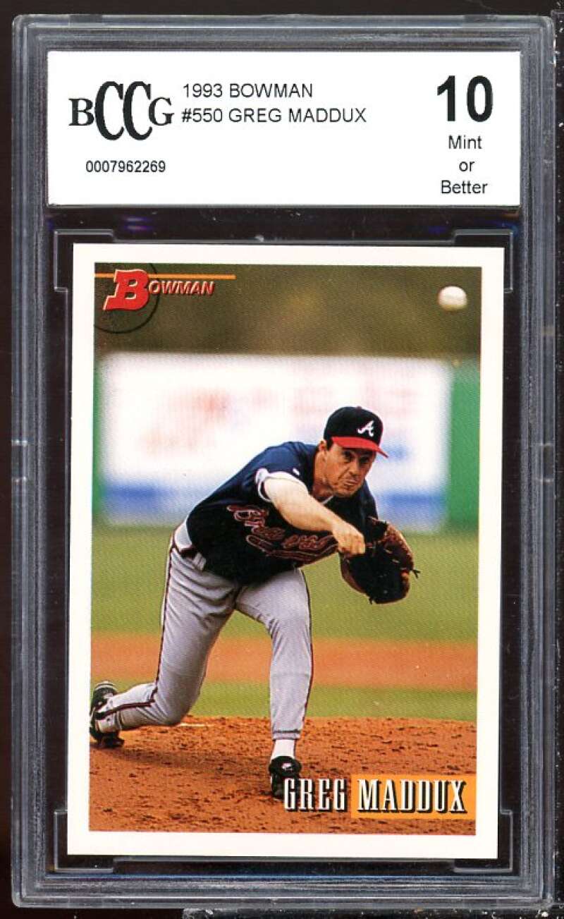 Greg Maddux Card 1993 Bowman #550 BGS BCCG 10 Image 1