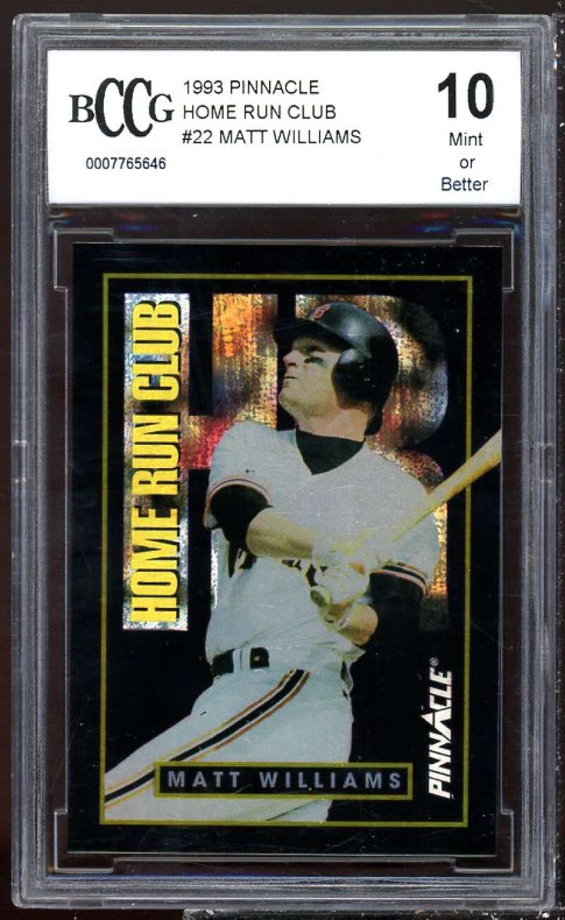 Matt Williams Card 1993 Pinnacle Home Run Club #22 BGS BCCG 10 Image 1