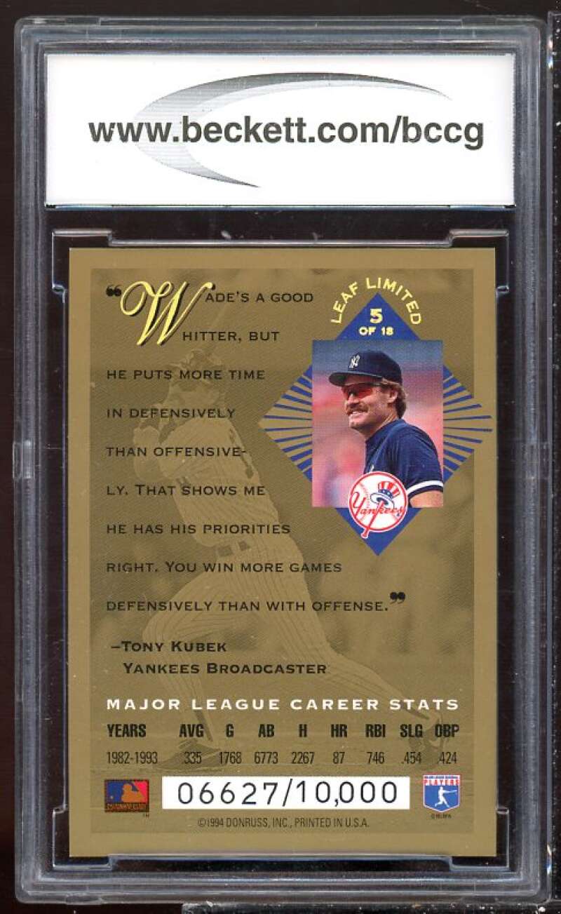 Wade Boggs Card 1994 Leaf Limited Gold All-Stars #5 BGS BCCG 9 Image 2