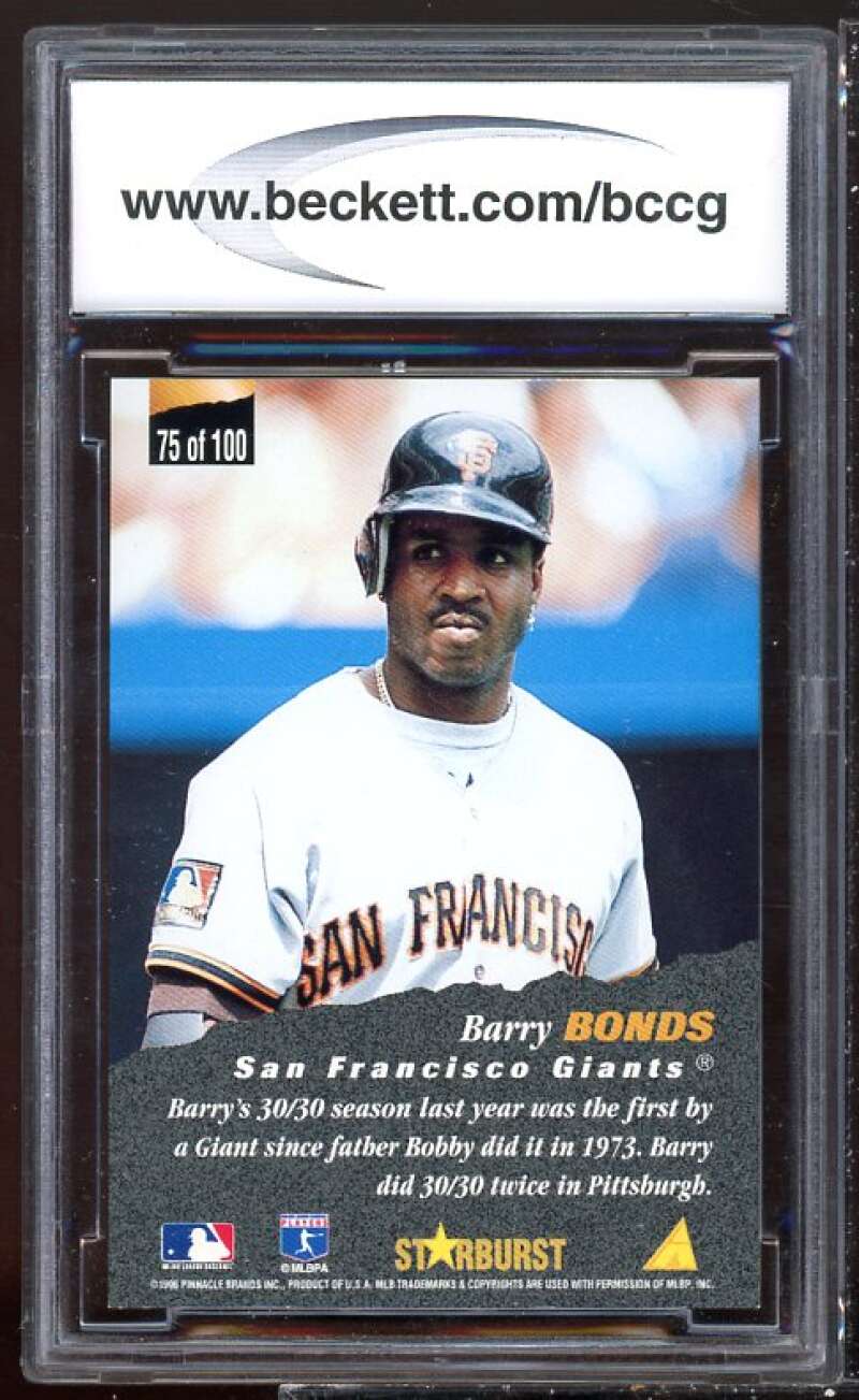 Barry Bonds Card 1996 Pinnacle Starburst #75 BGS BCCG 10 Image 2