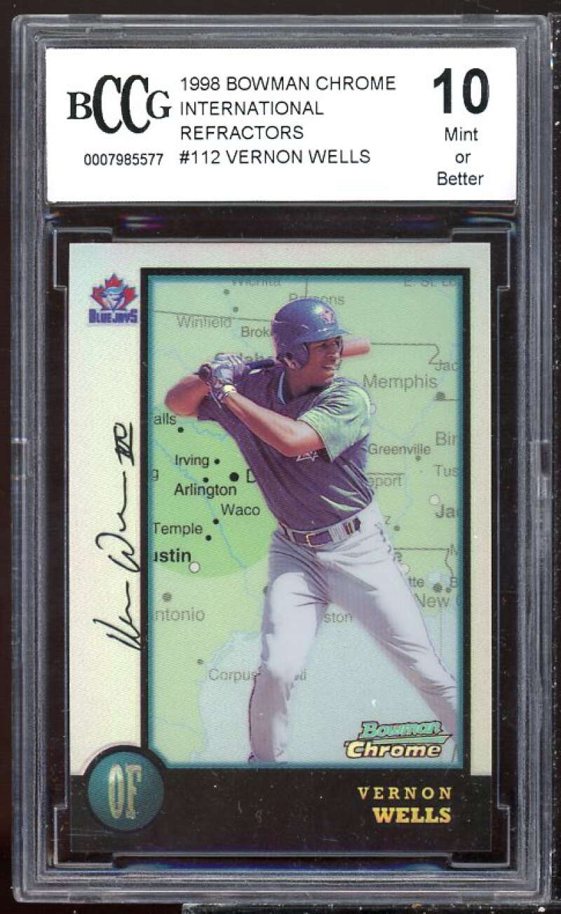 Vernon Wells Card 1998 Bowman Chrome International Refractors #112 BGS BCCG 10 Image 1